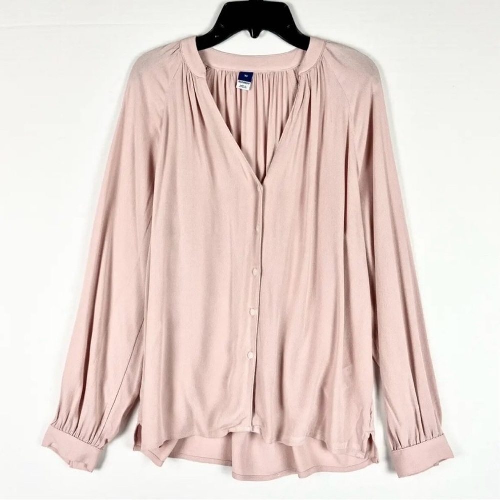Old Navy Blouse Women XS Pink Button Up Long Sleeve Top Business Casual NWT READ
